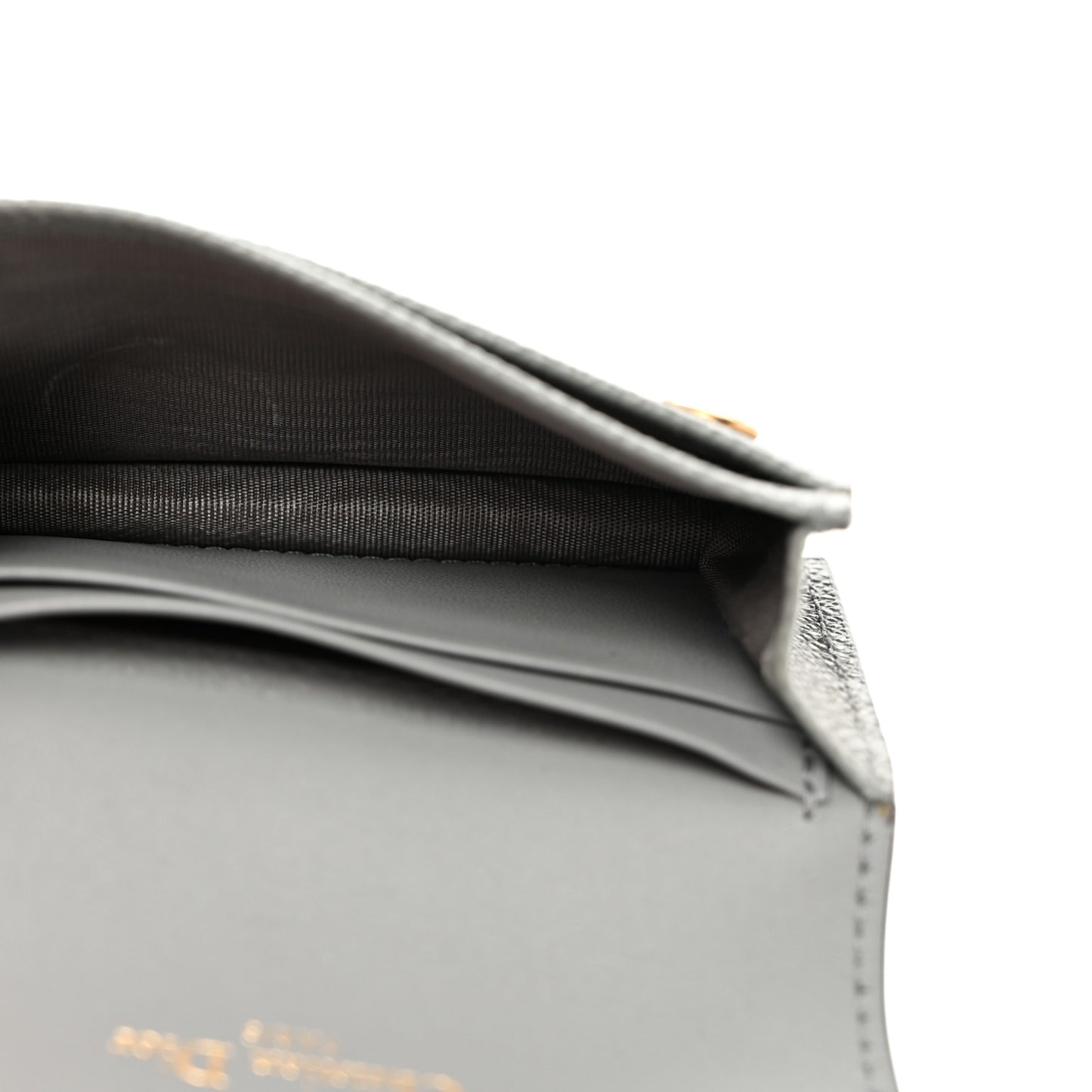 Grained Calfskin Saddle Card Holder Gray