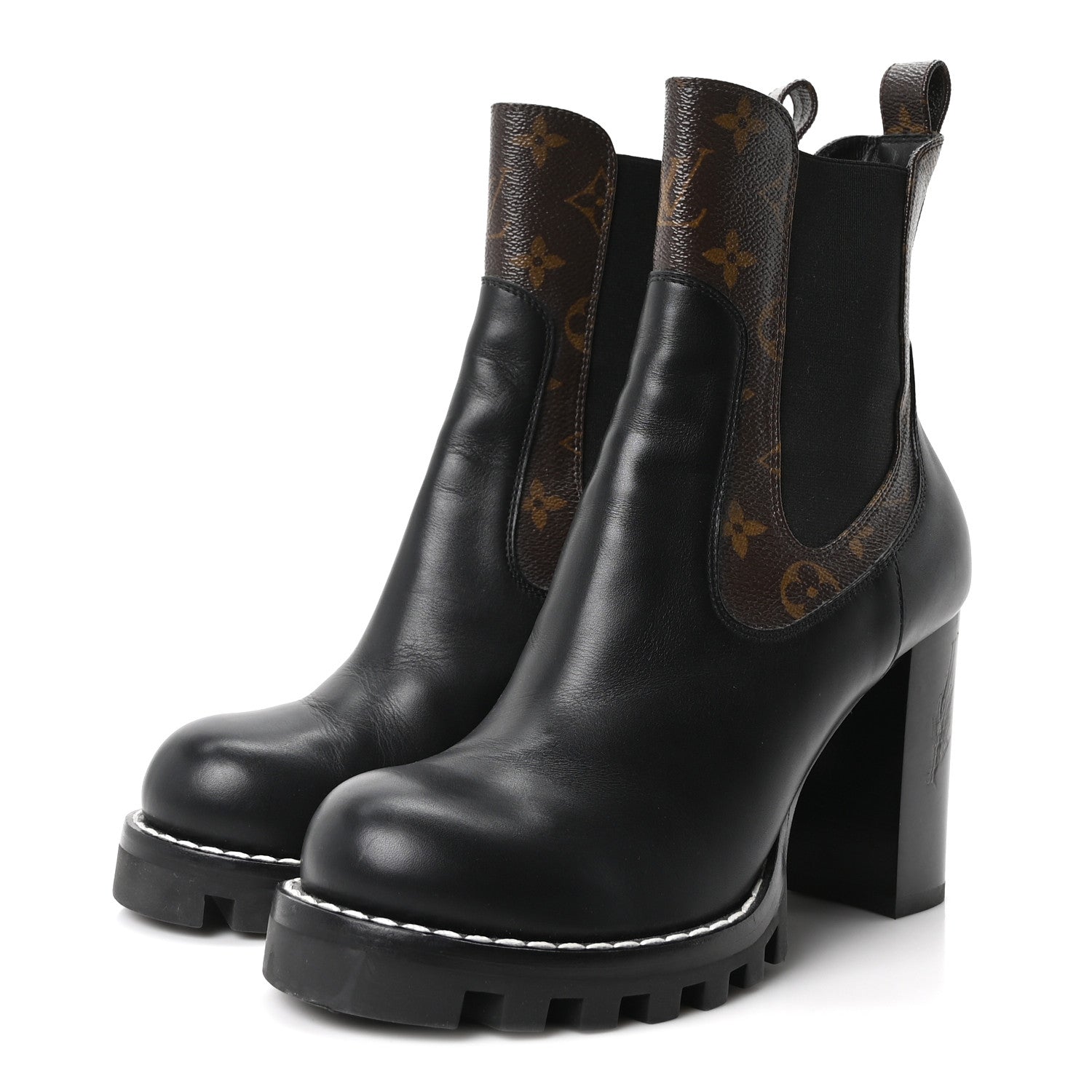 Louis Vuitton Calfskin Monogram Star Trail Chelsea Ankle Boots 40 Black 4 of 9