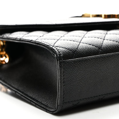 Saint Laurent Grain De Poudre Textured Mixed Matelasse Triquilt Medium Monogram Satchel Black 8 of 9