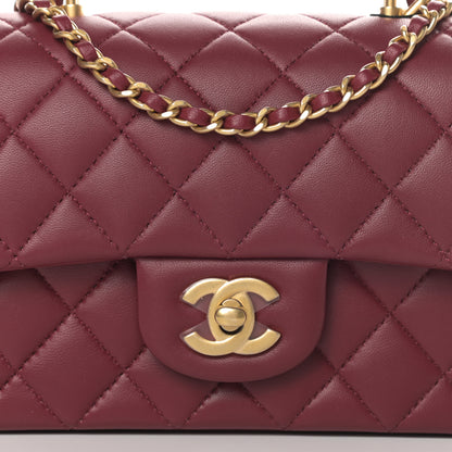 Chanel Lambskin Quilted Mini Top Handle Rectangular Flap Burgundy 8 of 11