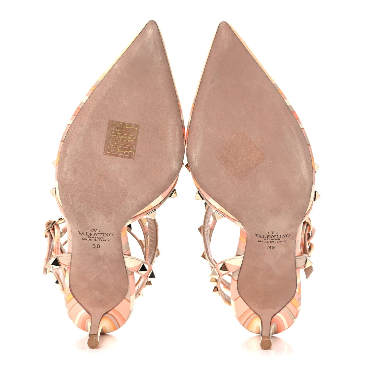 Nappa Native Couture 1975 Rockstud Ankle Strap 65mm Pumps 38 Mandarin Sorbet