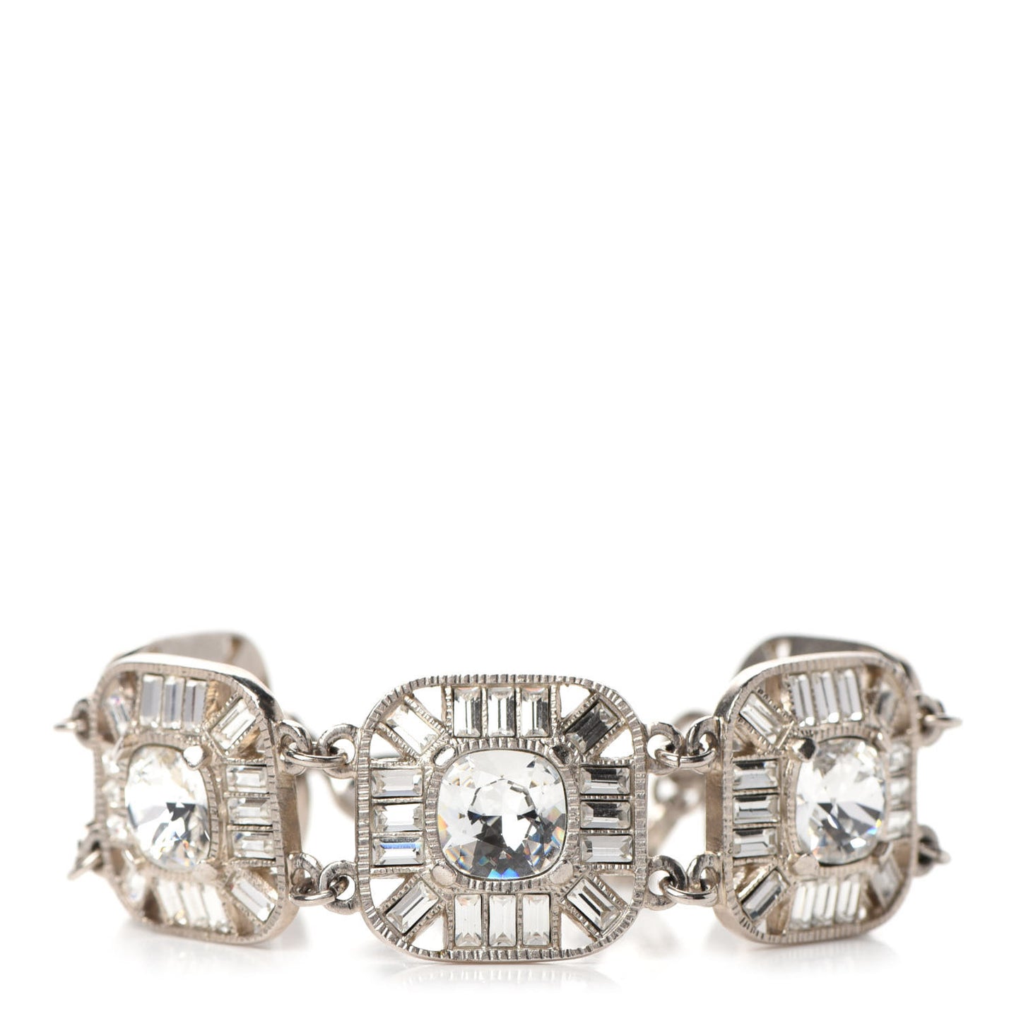 Crystal CC Cuff Bracelet Silver
