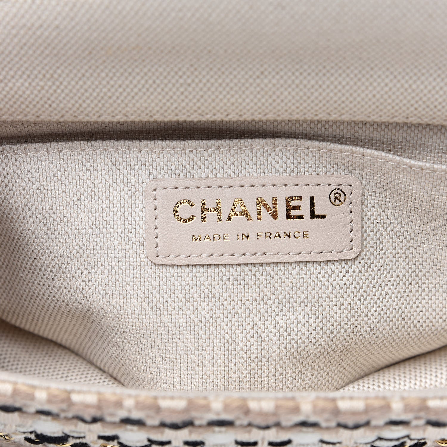 Chanel Tweed Chain Braid Mini Flap Beige White Black 6 of 12