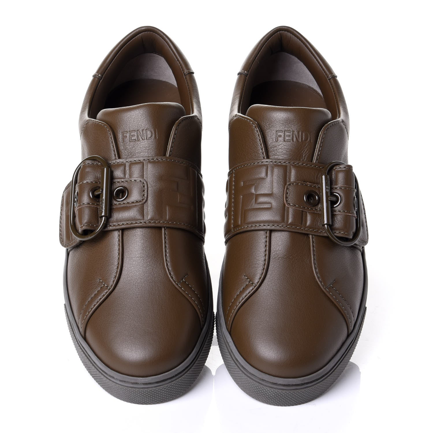 Fendi Vitello FF Embossed Womens Slip On Sneakers 36 Wood 5 of 11
