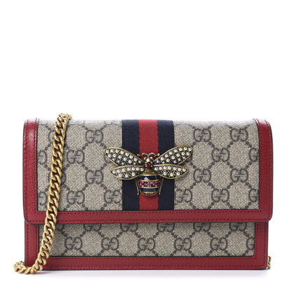 Gucci GG Supreme Monogram Web Queen Margaret Chain Wallet Red 1 of 10