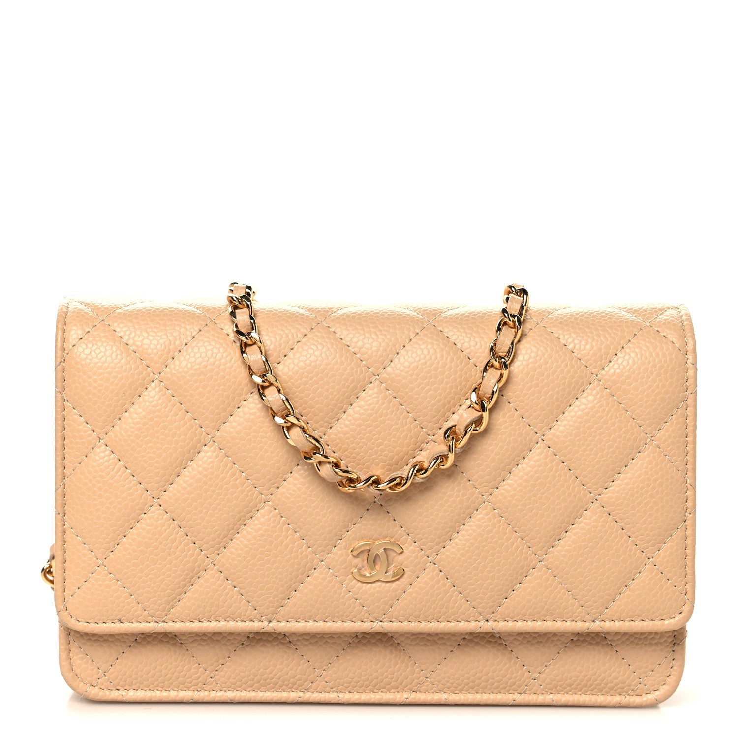 Chanel Caviar Quilted Wallet on Chain WOC Beige 1 of 12