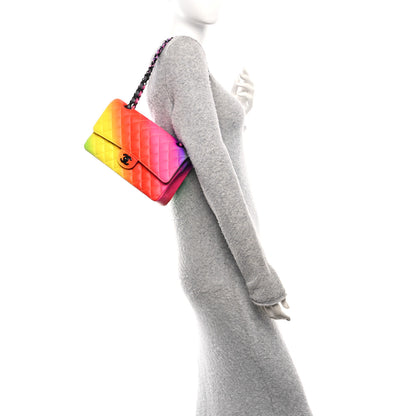 Chanel Calfskin Quilted Medium Rainbow Double Flap Multicolor 2 of 11