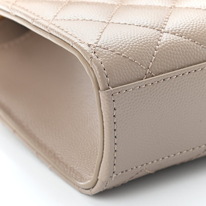 Saint Laurent Grain De Poudre Textured Mixed Matelasse Triquilt Small Monogram Satchel Dark Beige 7 of 8