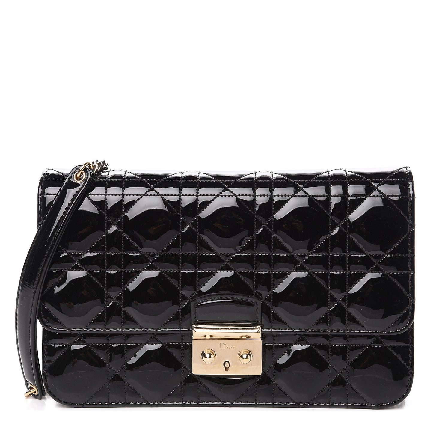 Patent Cannage Miss Dior Promenade Pouch Black