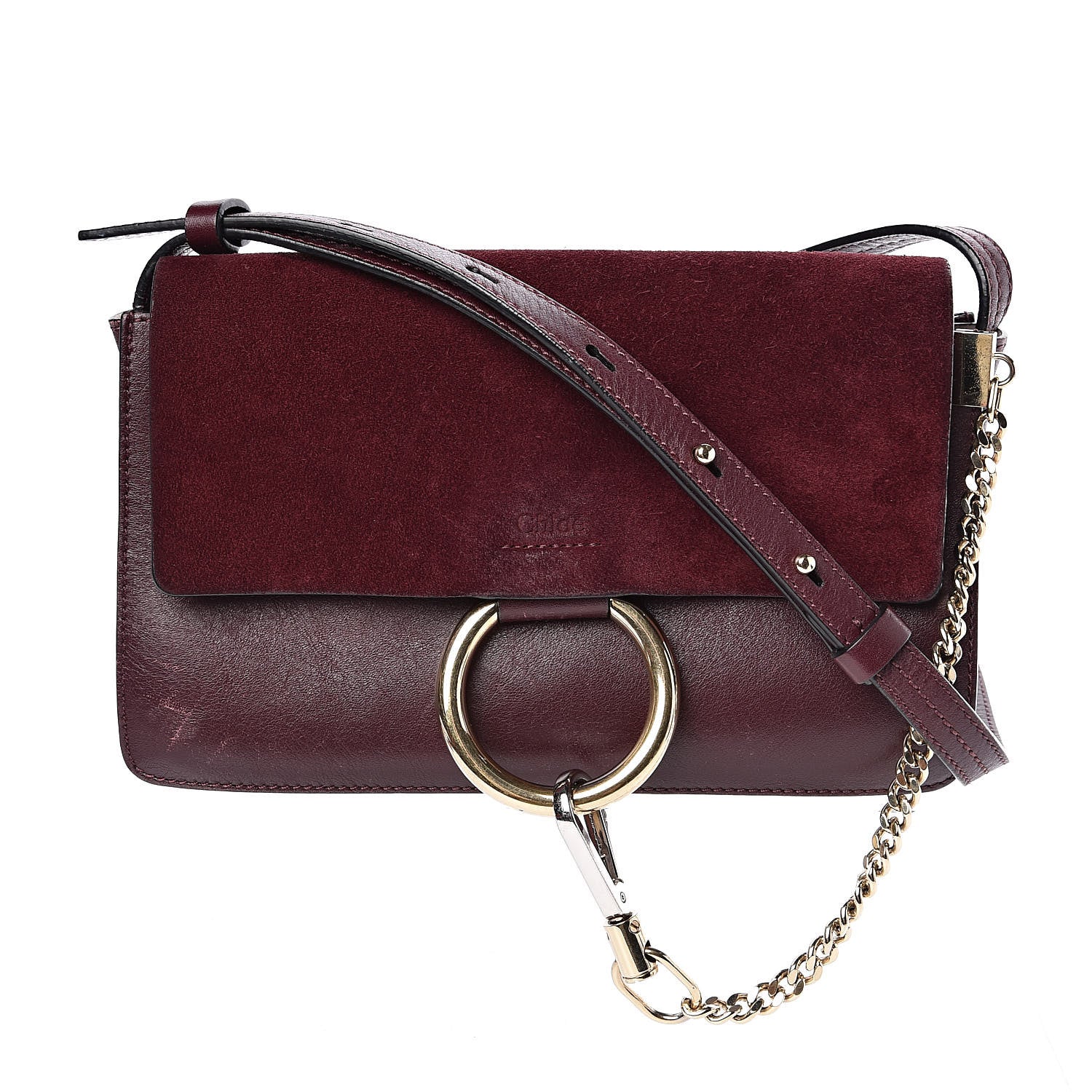 Chloe Suede Calfskin Small Faye Shoulder Bag Plum Purple 1 of 9