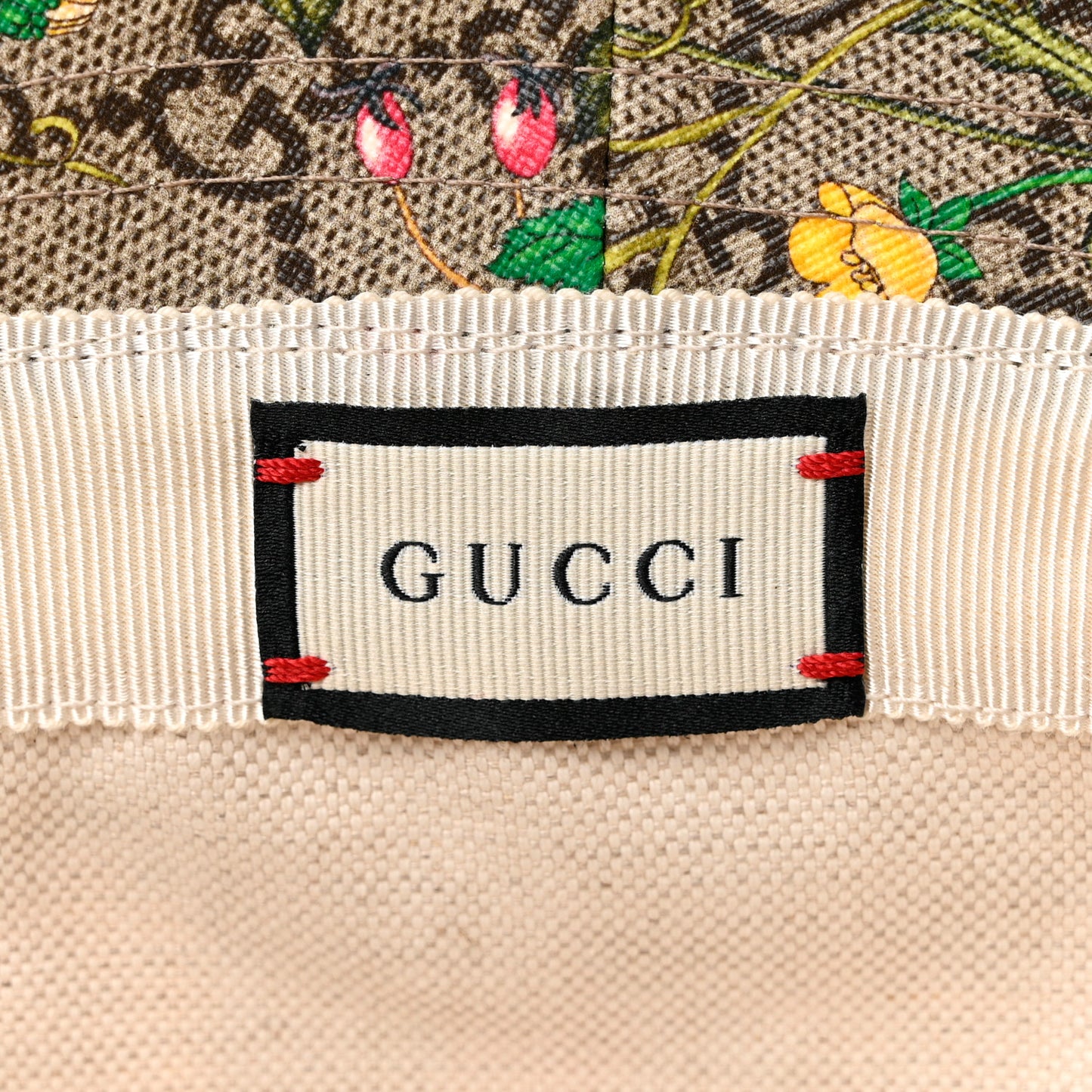 GG Supreme Monogram Flora Bucket Hat 58 Red