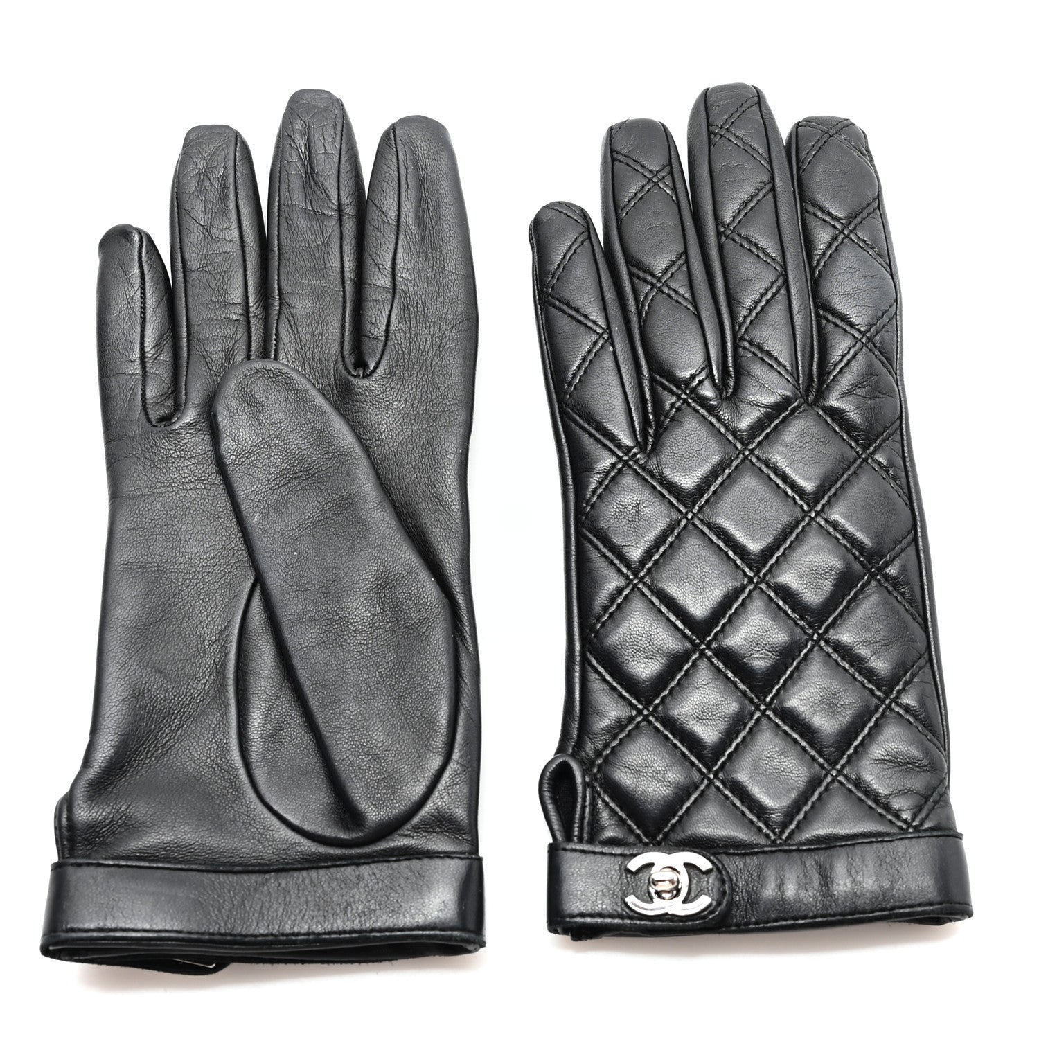 Chanel Lambskin Quilted Turnlock Gloves 7.5 Black 1781880 – FASHIONPHILE