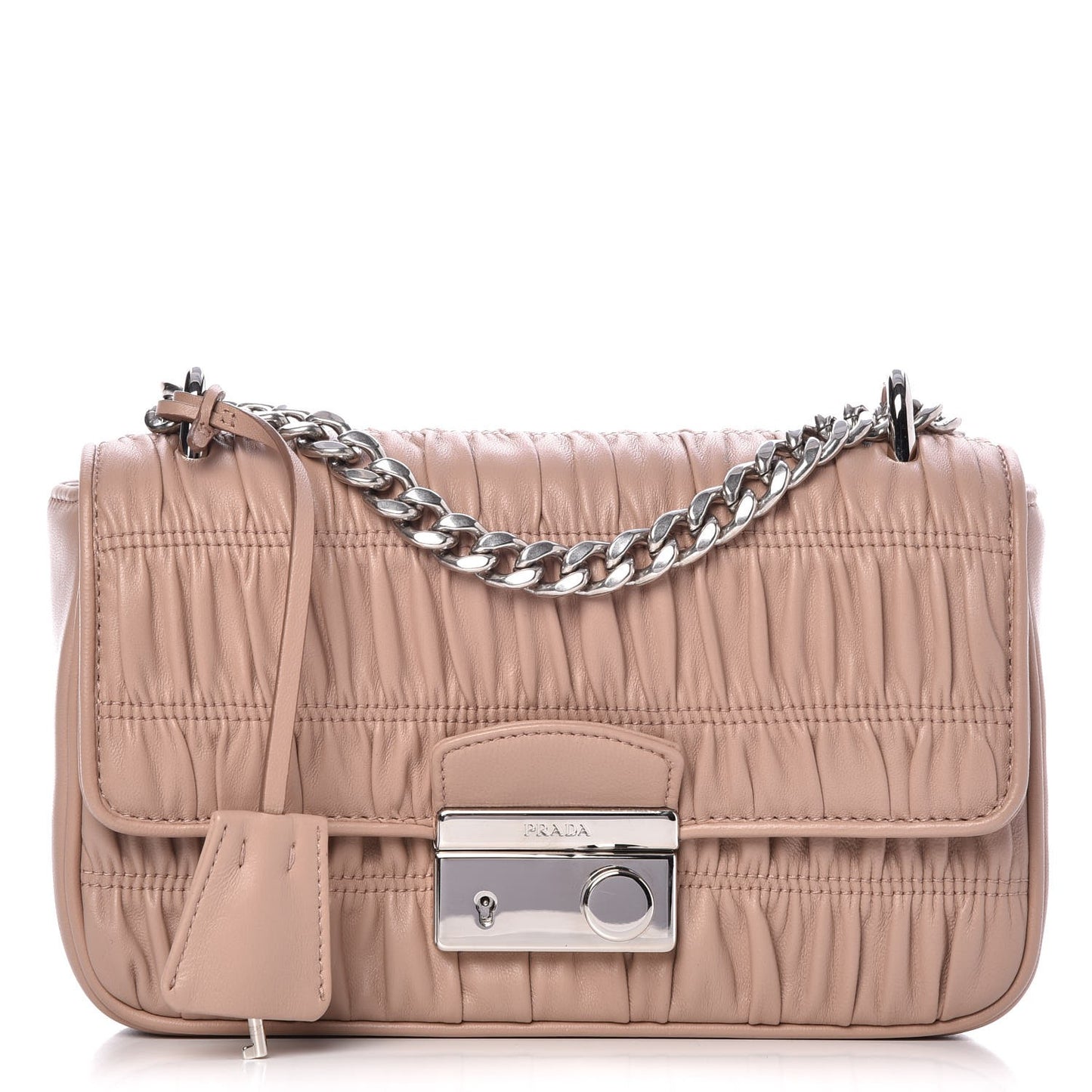 Nappa Gaufre Small Sound Chain Flap Shoulder Bag Cipria