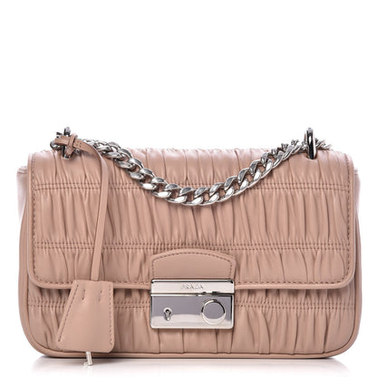 Prada Nappa Gaufre Small Sound Chain Flap Shoulder Bag Cipria 1 of 8