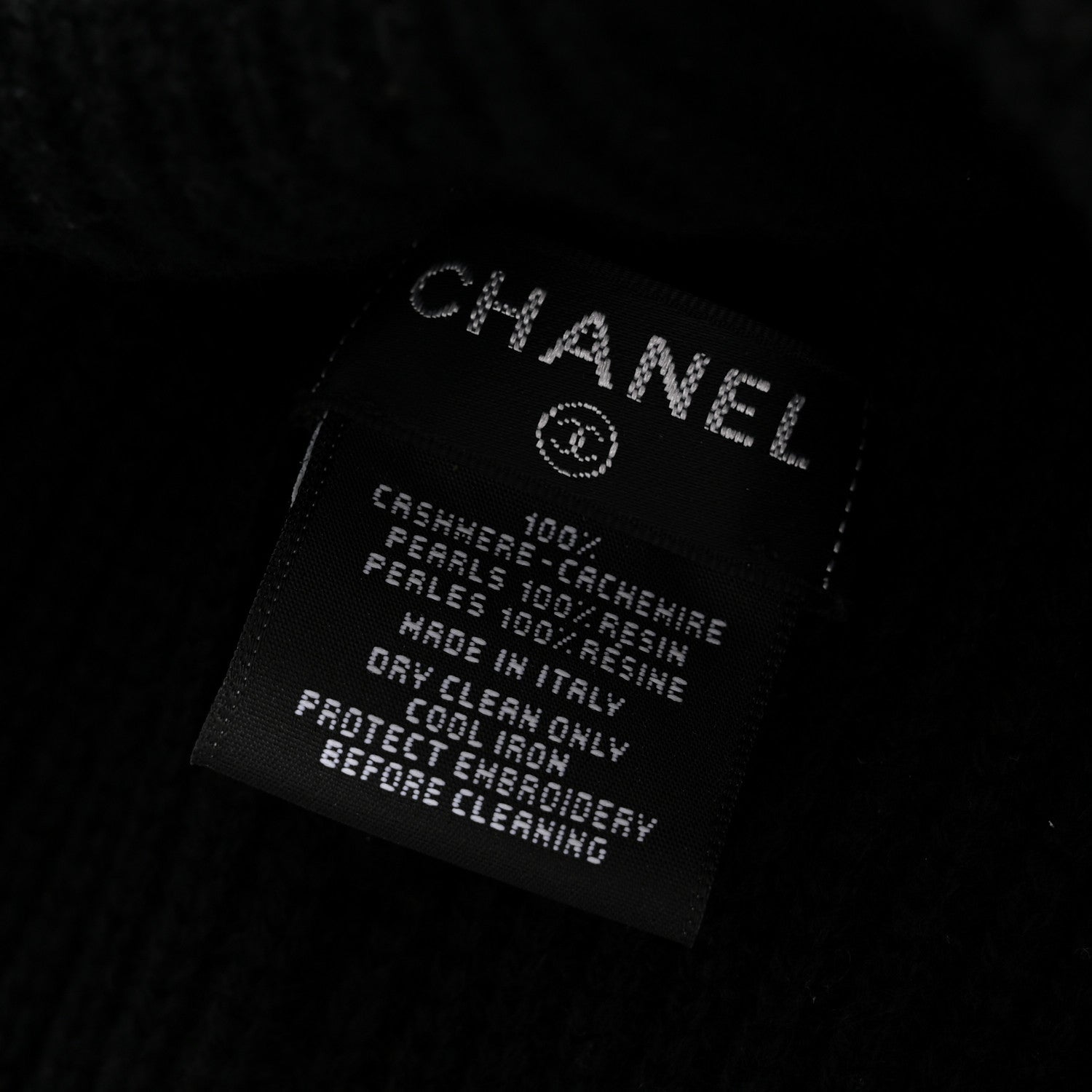Chanel Cashmere Logo Beanie Hat Black White 5 of 5