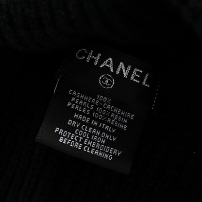 Chanel Cashmere Logo Beanie Hat Black White 5 of 5