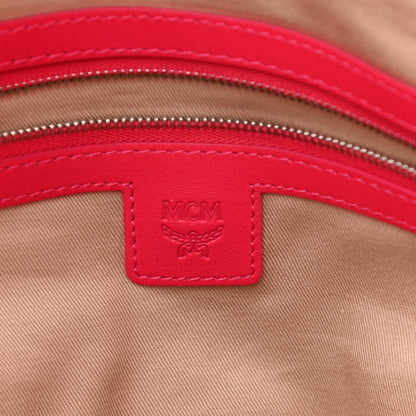 MCM Canvas Stripe Ilse Large Shopper Tote Orange Pink 6 of 10