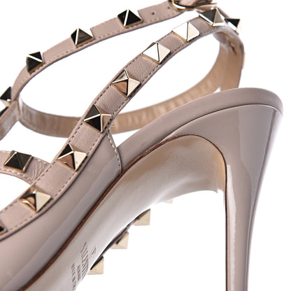 Valentino Garavani Patent Nappa Rockstud Ankle Strap 100mm Pumps 38 Poudre 9 of 11
