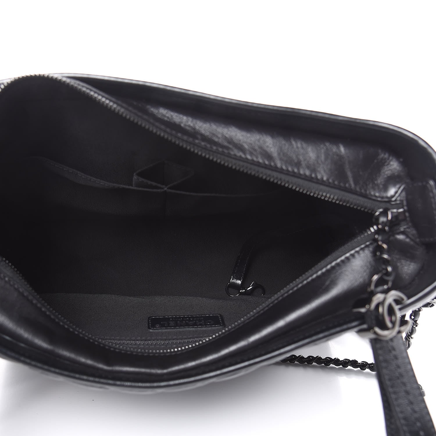 Chanel Aged Calfskin Chevron Quilted Medium Gabrielle Hobo Black 6 of 12