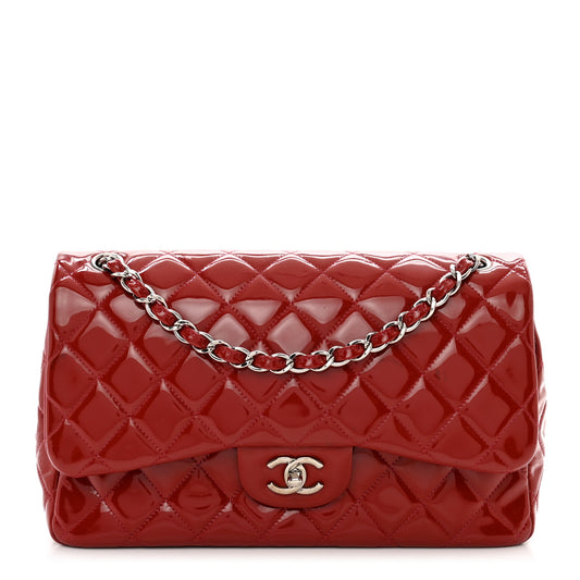 Patent Quilted Jumbo Double Flap Red