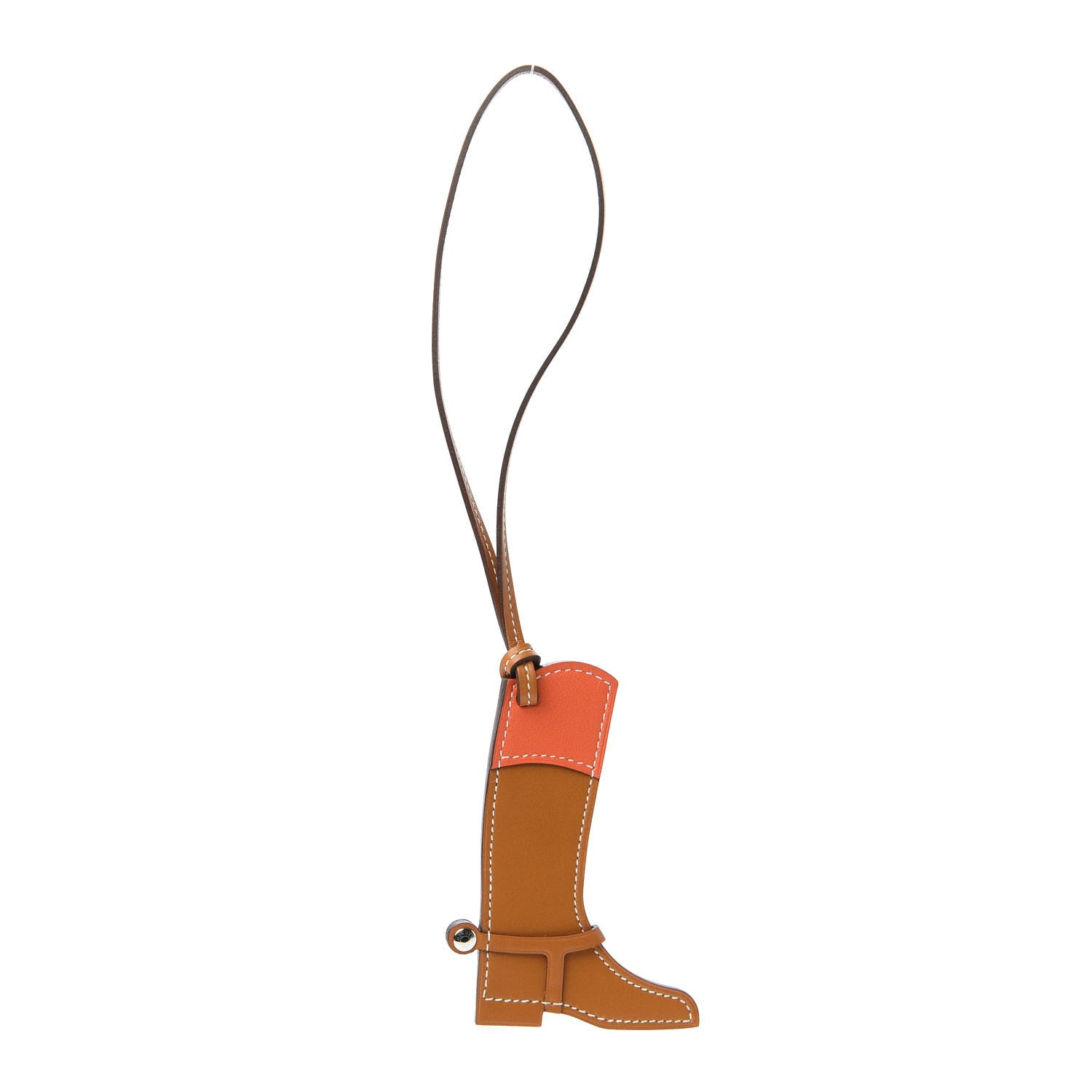 Hermes Butler Swift Paddock Botte Boot Bag Charm Natural Capucine 1 of 4