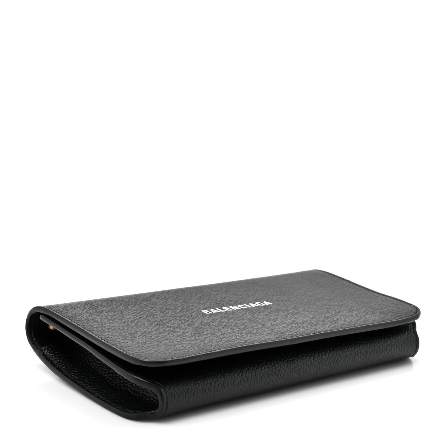 Grained Calfskin Logo Cash Phone Holder Wallet On Chain Black White