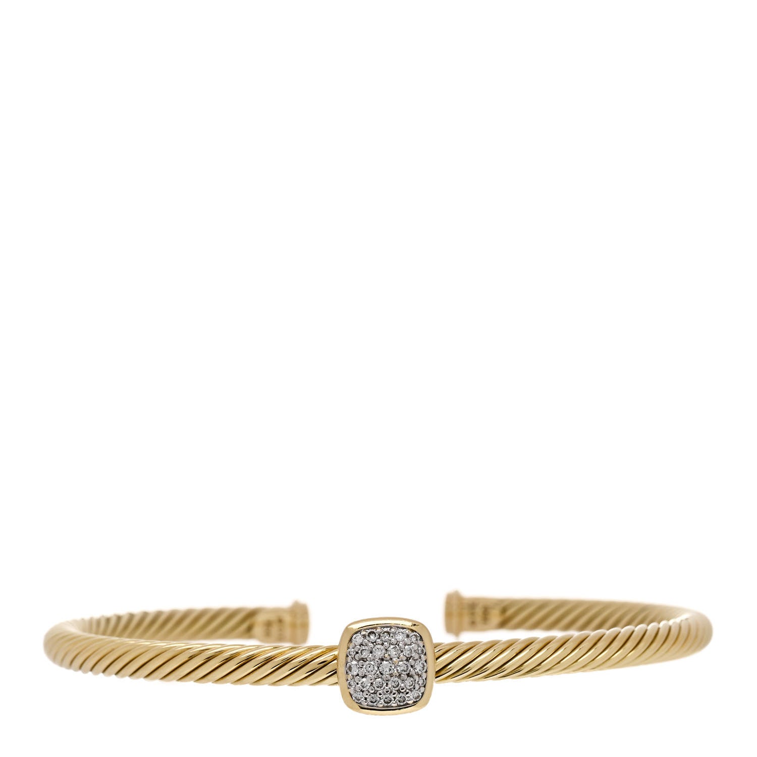 David Yurman 18K Yellow Gold Diamond 4mm Noblesse Cable Bracelet 1 of 3