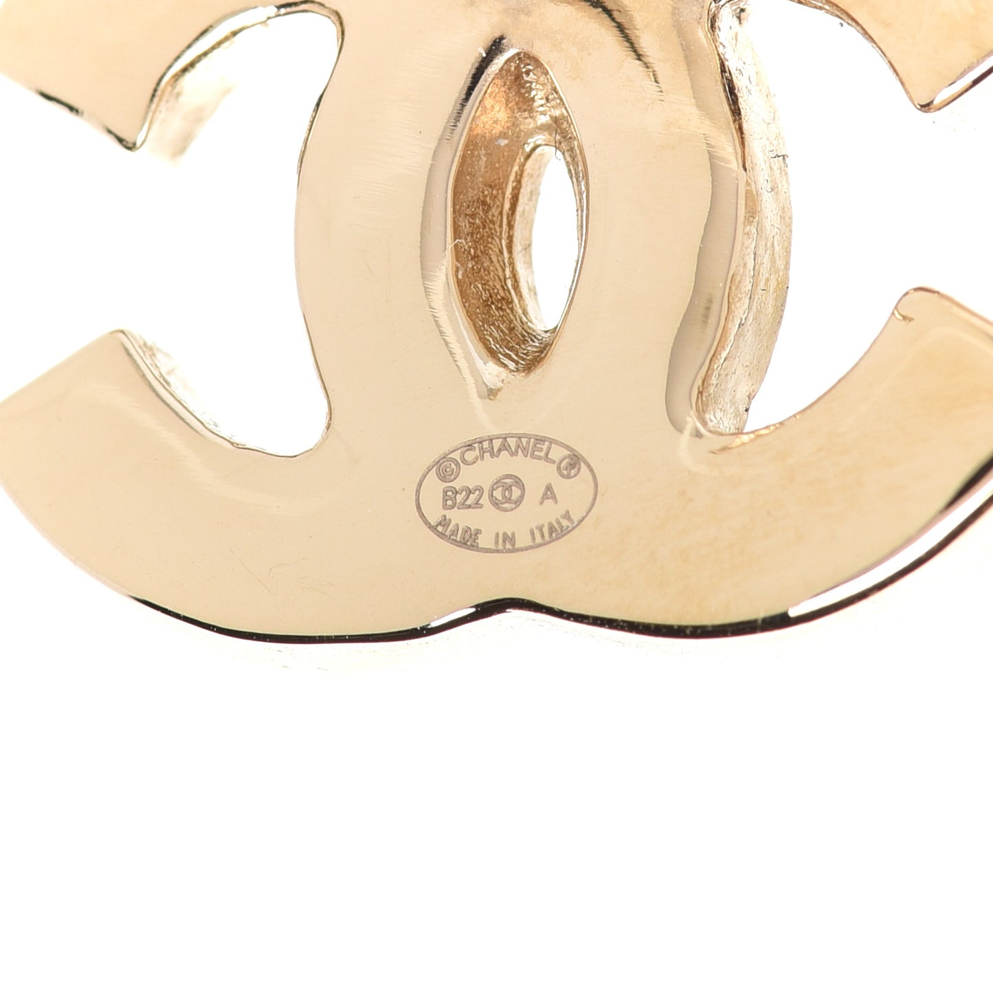 Enamel CC Earrings Gold White