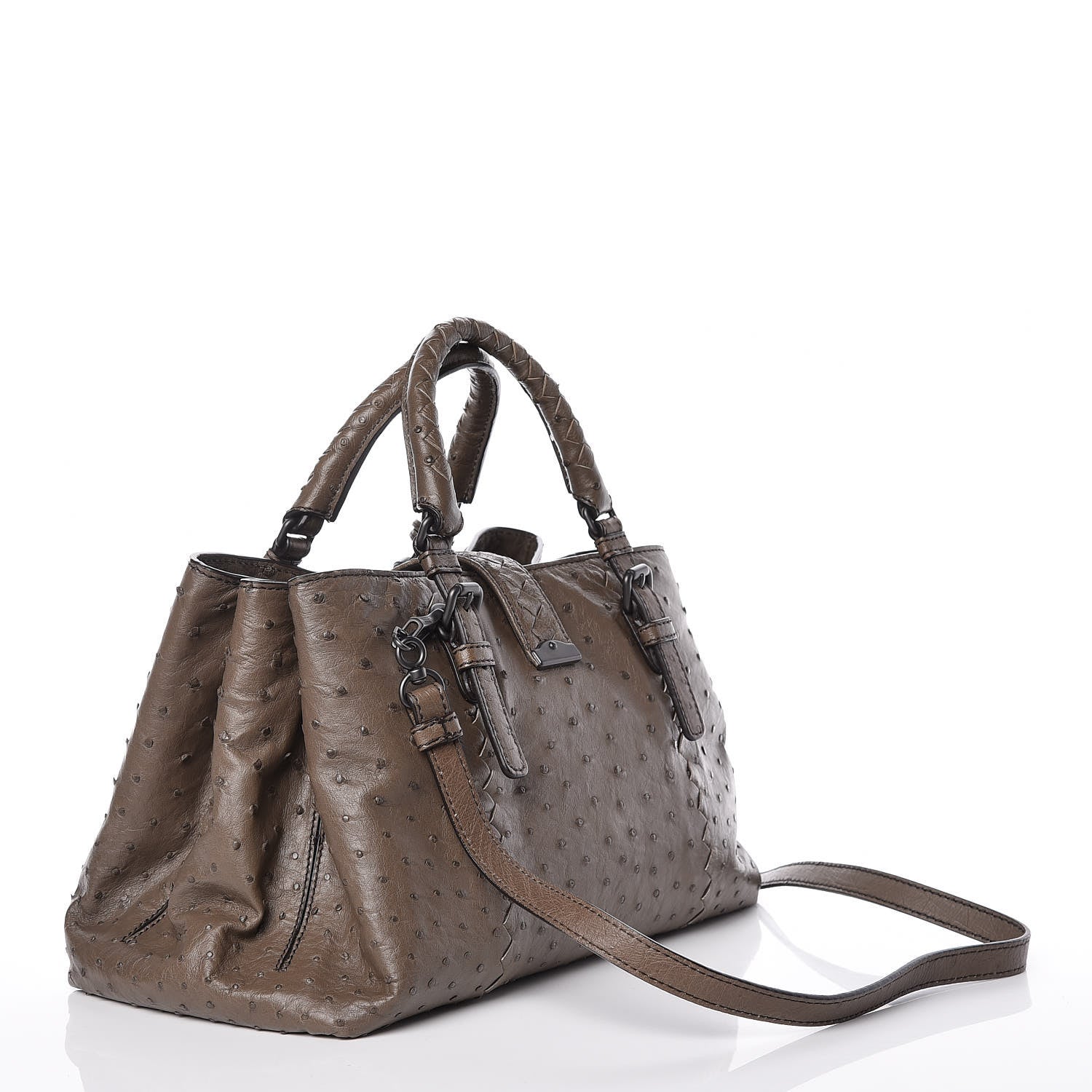 Bottega Veneta Ostrich Small Roma Tote Brown 3 of 17