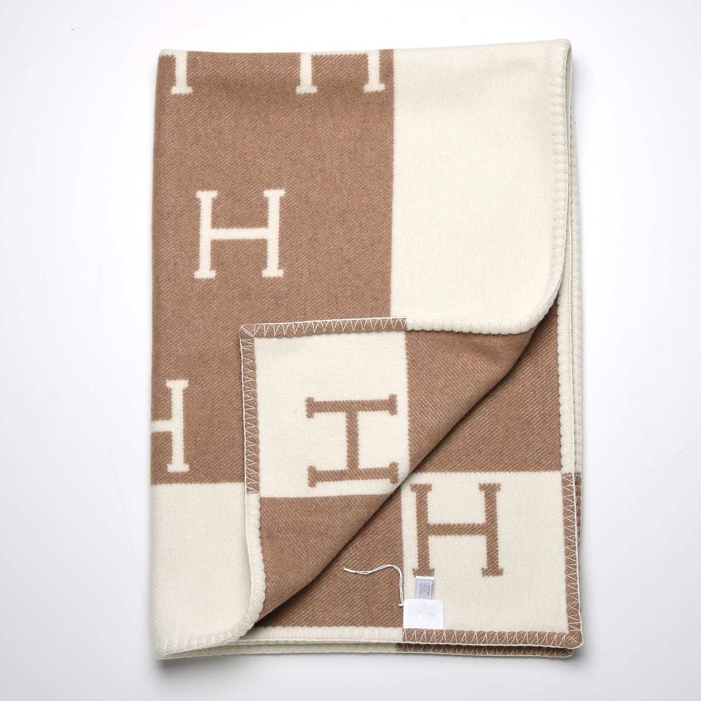 Wool Cashmere Avalon Baby Blanket Noisette Moyen White