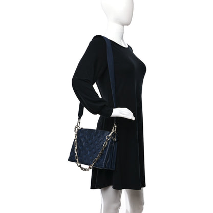 Louis Vuitton Lambskin Embossed Monogram Coussin PM Navy 2 of 8