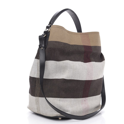 Burberry Canvas Mega Check Medium Susanna Hobo Black 3 of 12