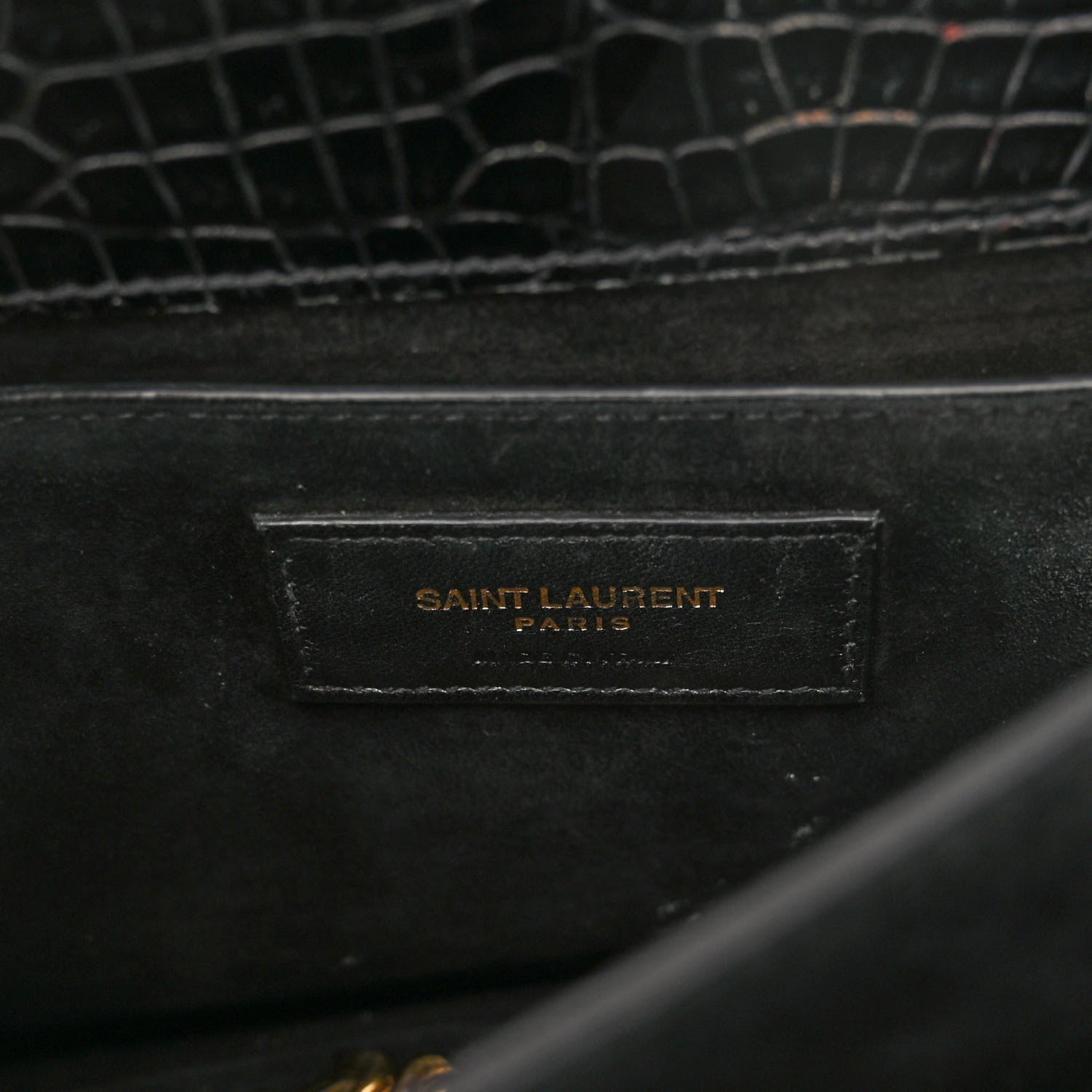 Saint Laurent Calfskin Crocodile Embossed Medium Monogram Sunset Black 7 of 10