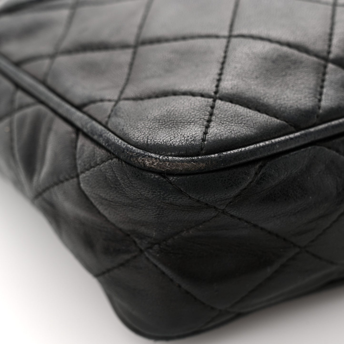 Lambskin Quilted Tassel Camera Case Black