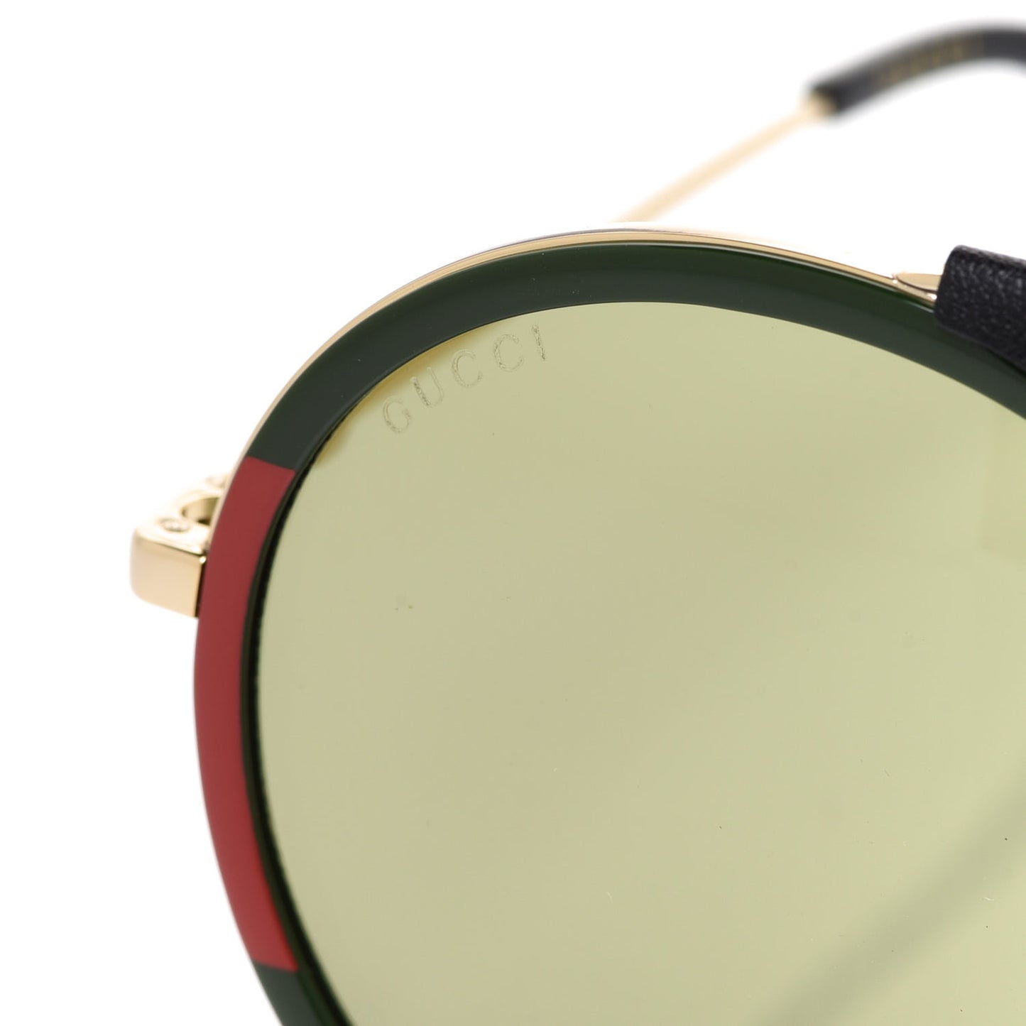 Round Frame Sunglasses GG0061S Gold Green
