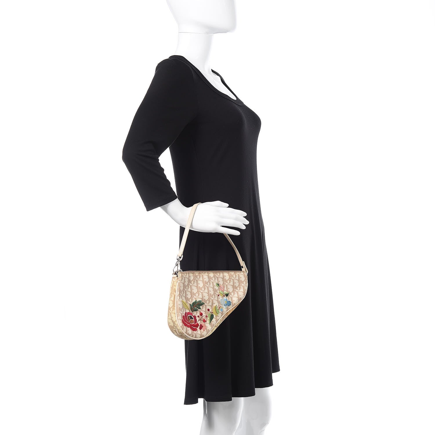Christian Dior Monogram Vintage Flowers Mini Saddle Bag Beige 2 of 14