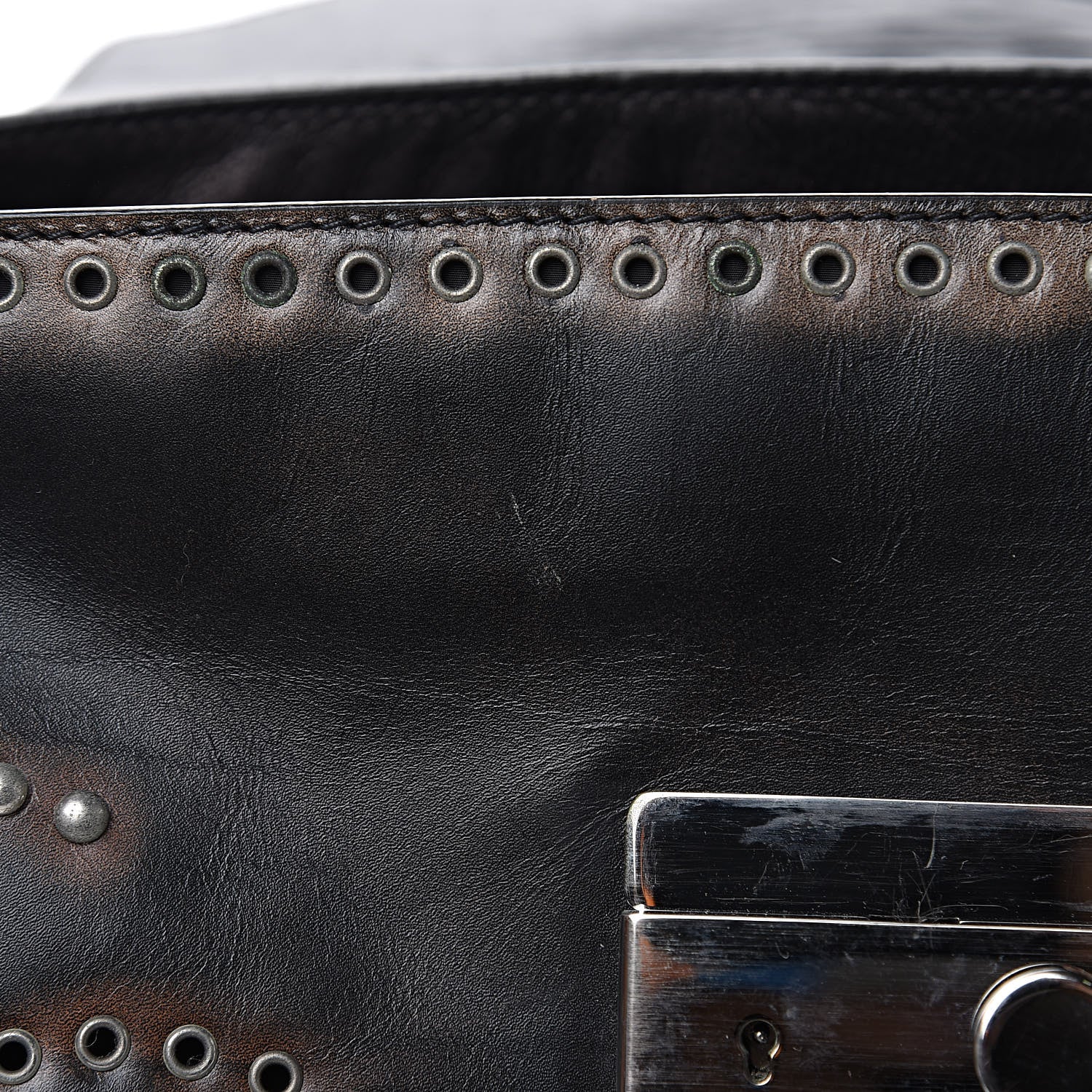 Prada Vitello Vintage Studded Sound Twin Pocket Satchel Ebano 12 of 17