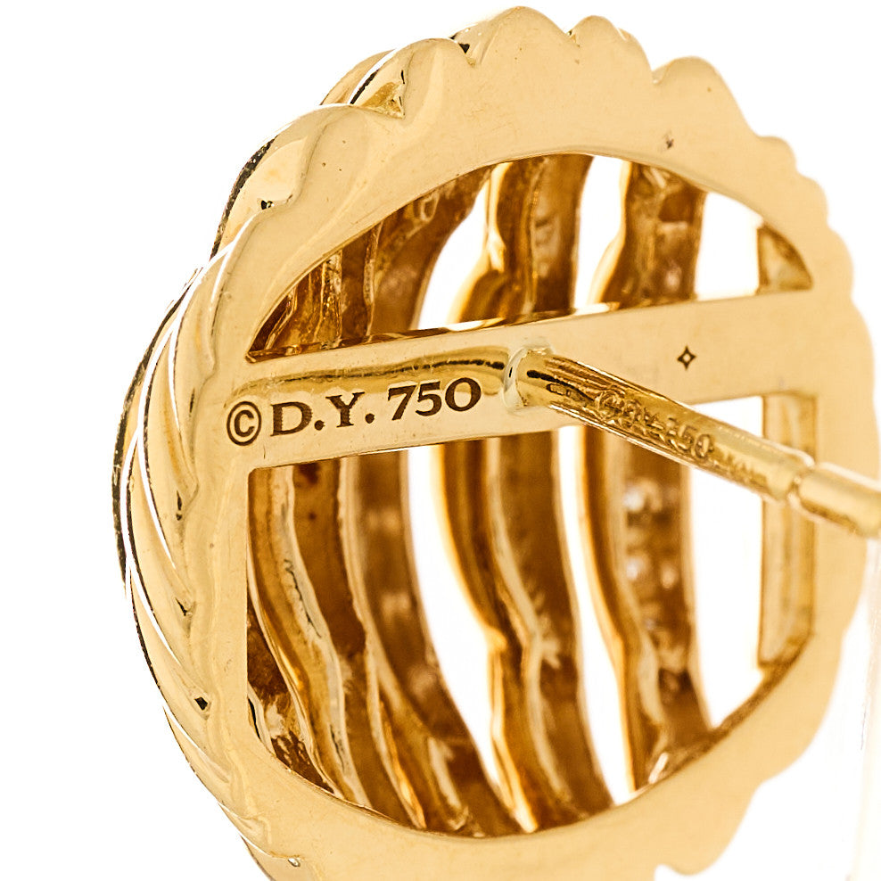 David Yurman 18K Yellow Gold Diamond Tides Earrings 4 of 5