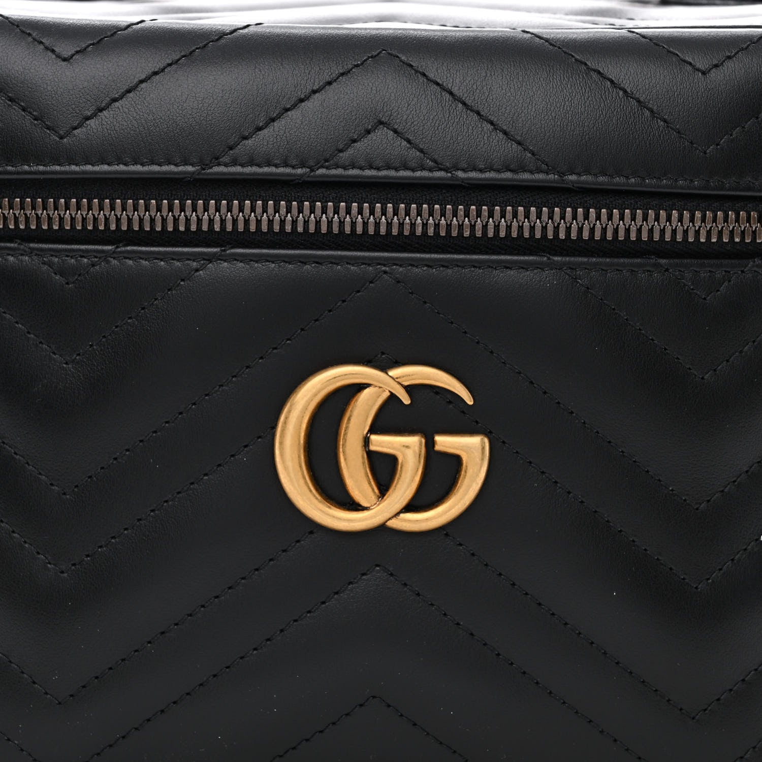 Gucci Calfskin Matelasse Large GG Marmont Vanity Cosmetic Case Black 8 of 10