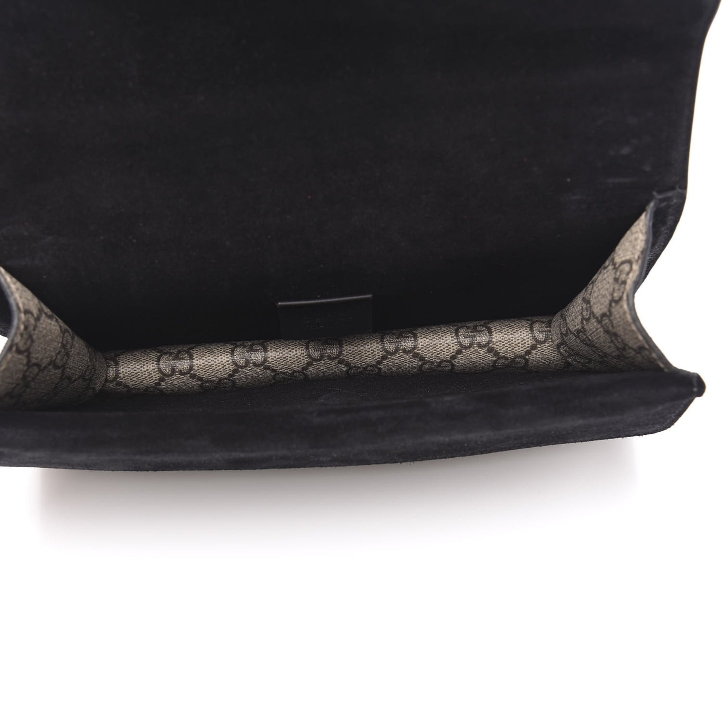 GG Supreme Monogram Suede Crystal Small Dionysus Shoulder Bag Beige Ebony Black