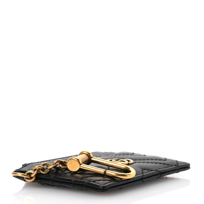 Gucci Calfskin Matelasse Chevron GG Marmont Key Case Card Holder Black 4 of 8