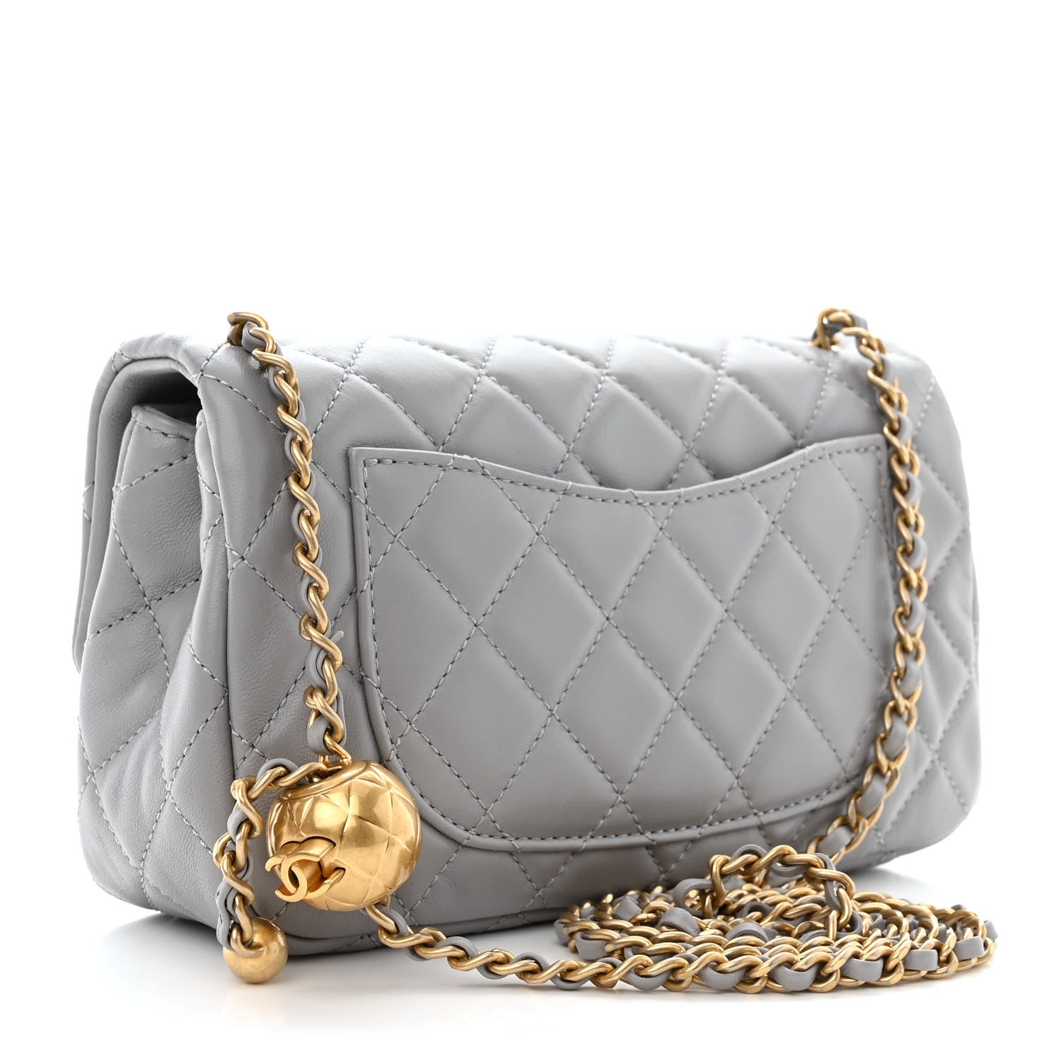 Chanel Lambskin Quilted Mini Rectangular Pearl Crush Flap Grey 3 of 11