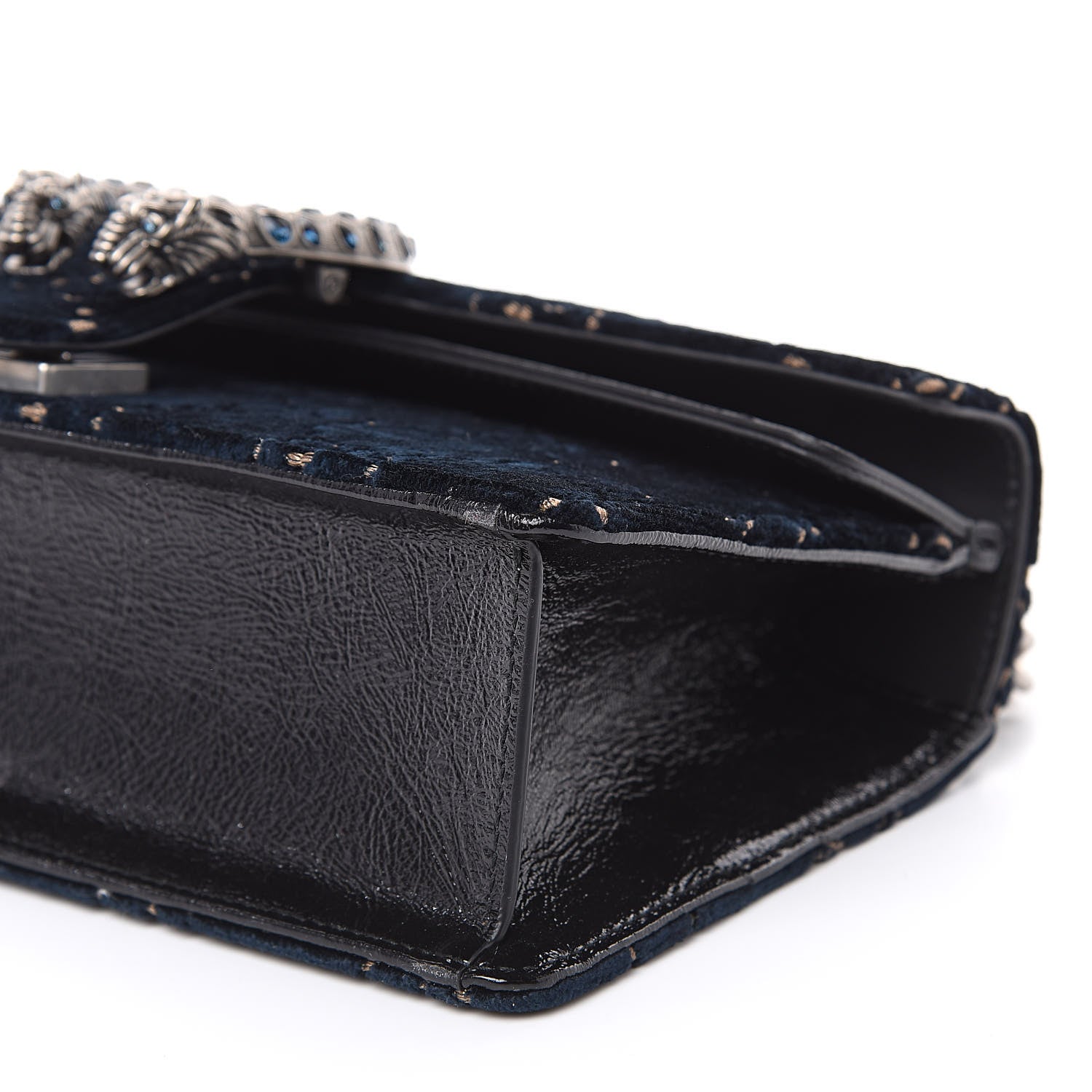 Gucci Velvet Skipper Crystal GG Monogram Small Dionysus Shoulder Bag Blue Beige Black 9 of 11