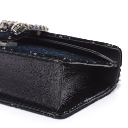 Gucci Velvet Skipper Crystal GG Monogram Small Dionysus Shoulder Bag Blue Beige Black 9 of 11