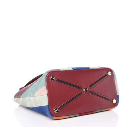 Valentino Garavani Suede Chevron Small Rockstud Demilune Double Handle Satchel Multicolor 4 of 8