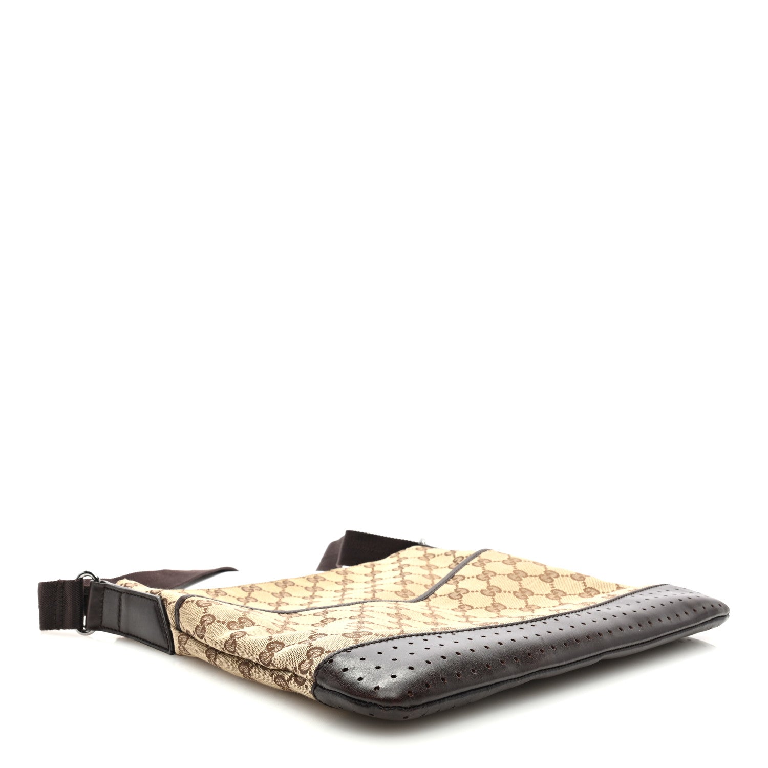 Gucci Monogram Calfskin Perforated Medium Flat Messenger Bag Dark Brown 4 of 8