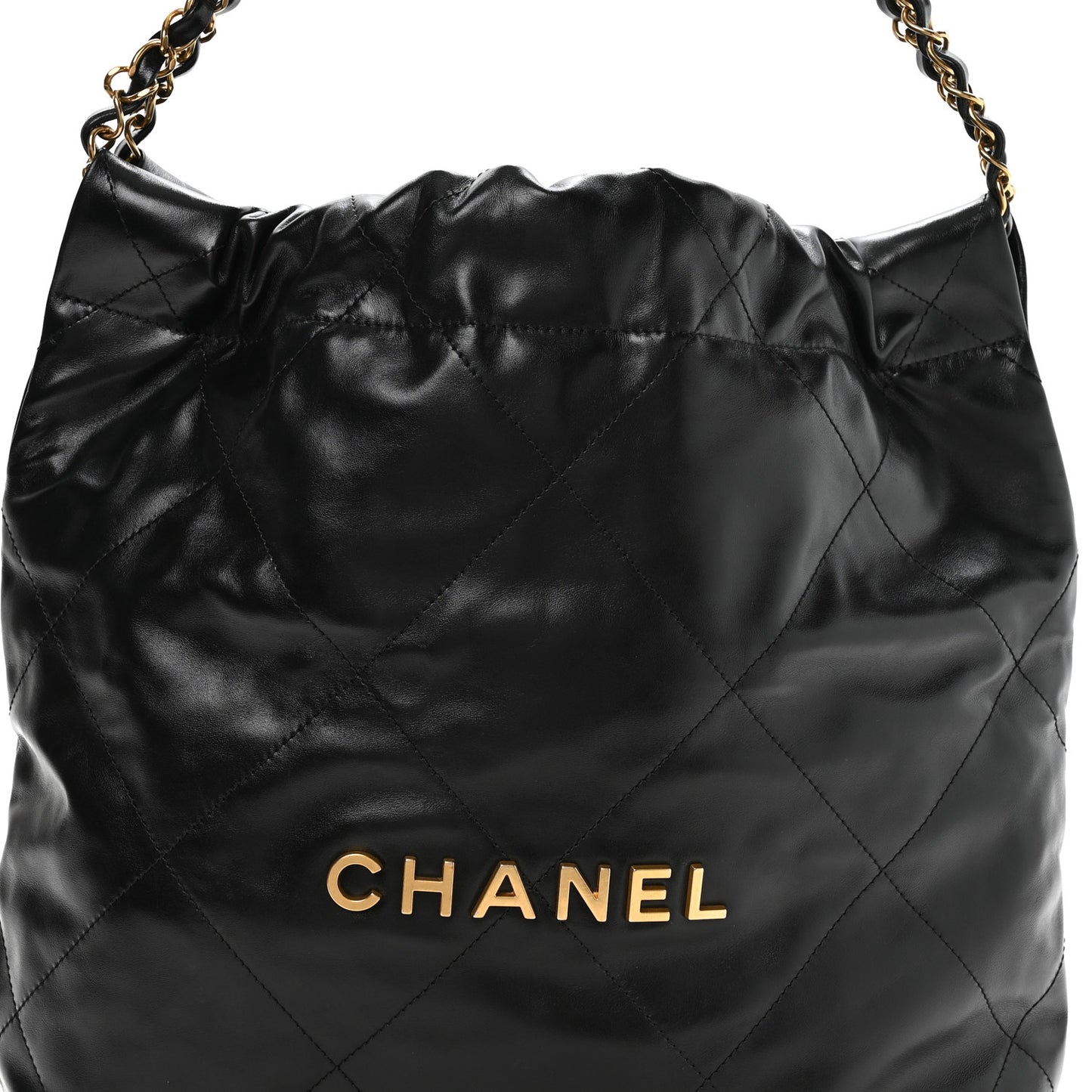 Shiny Calfskin Quilted Small Chanel 22 Black