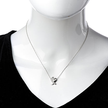 Tiffany 18K White Gold Diamond Small Paloma Picasso Loving Heart Necklace 2 of 7