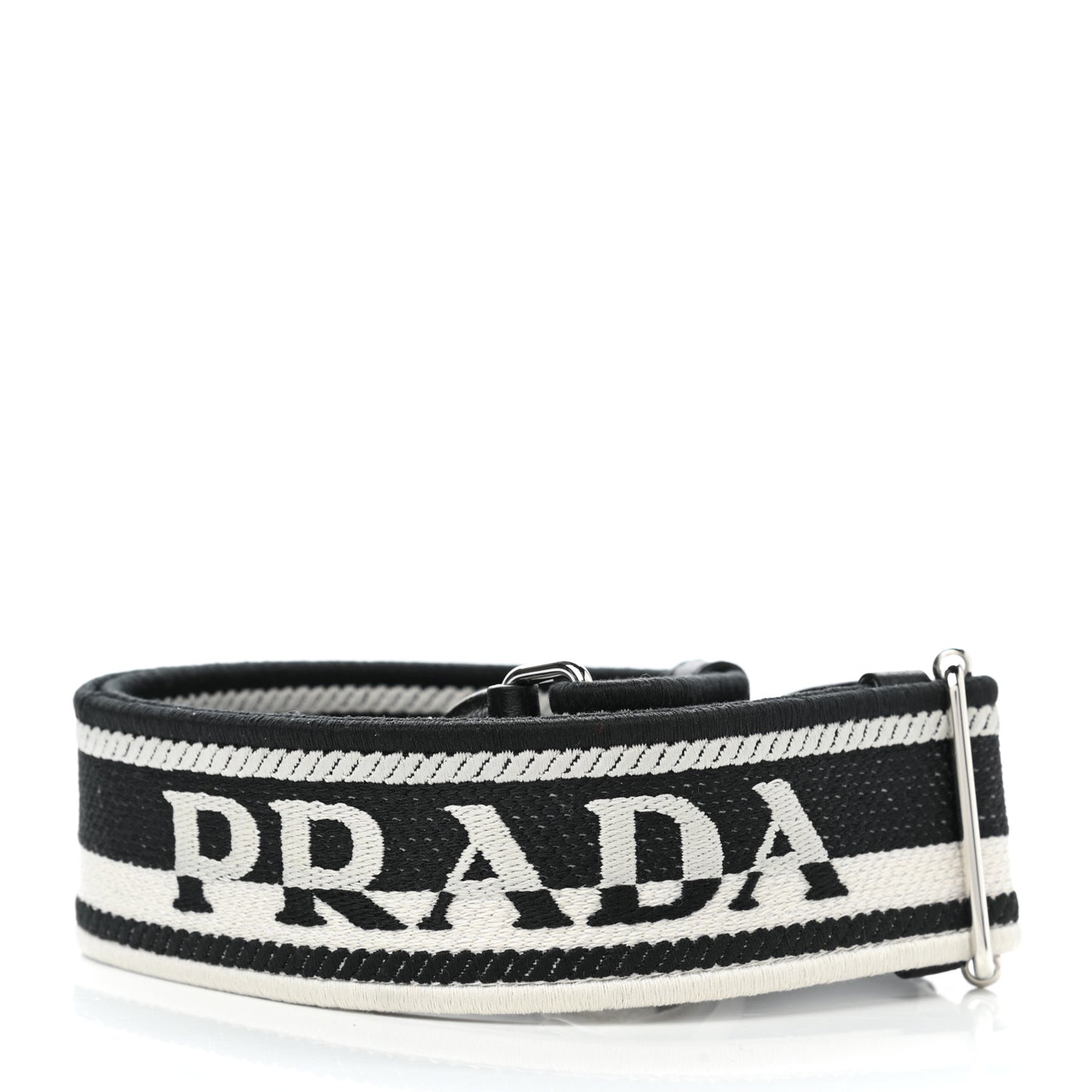 Canvas Calfskin Logo Shoulder Strap Black White