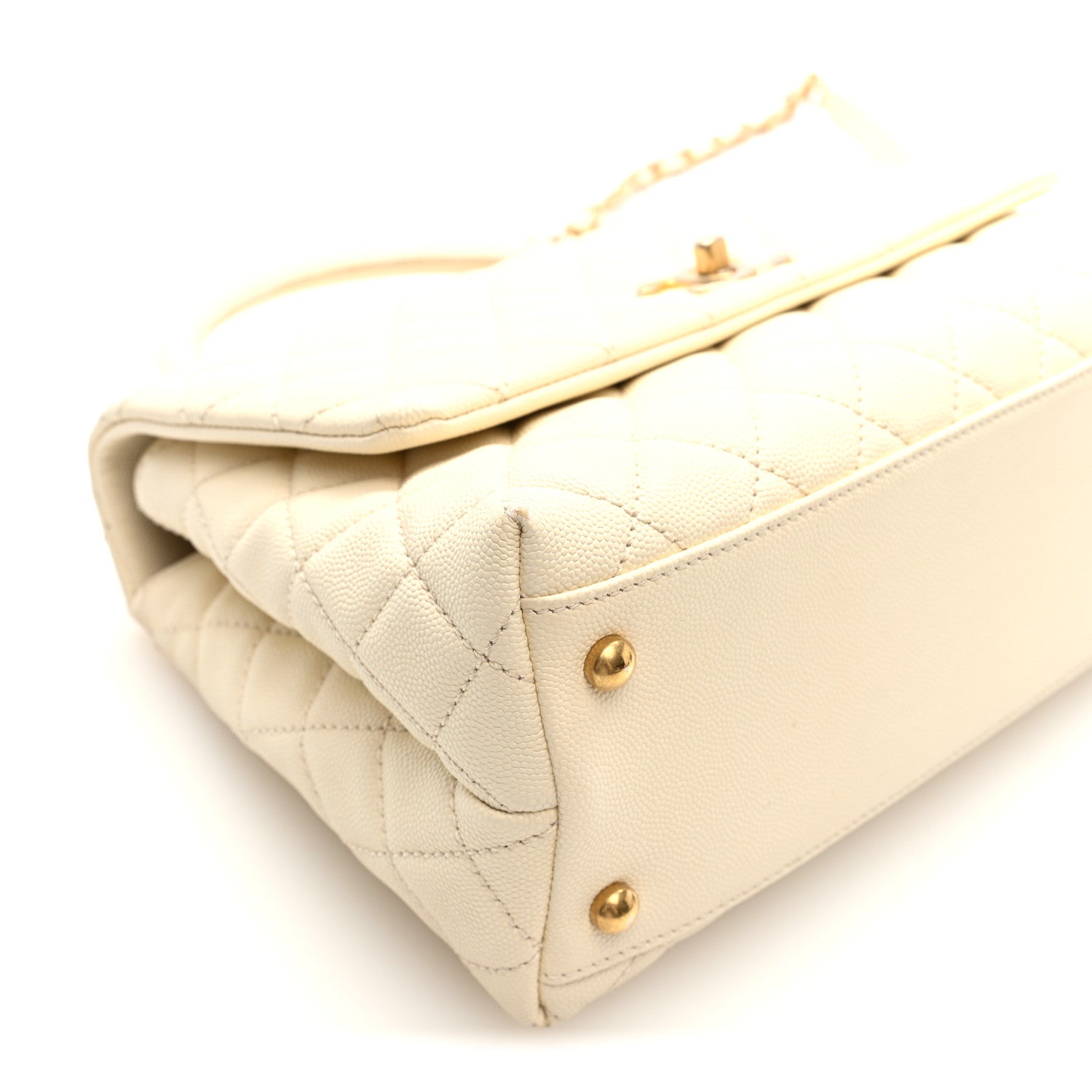 Chanel Caviar Quilted Small Coco Handle Flap White 9 of 10